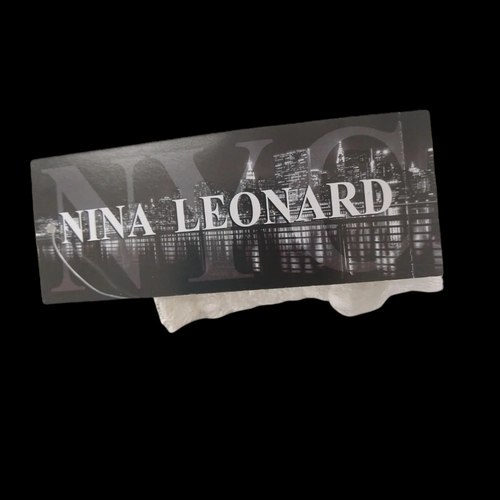 NWT Nina Leonard Dress L Sheer Mock Neck Long Sleeve Dotted‎ Overlay In Ivory - Picture 6 of 10